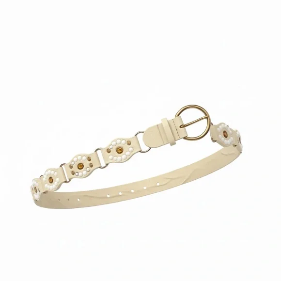 White Studded Boho Belt - Picture 2 of 5